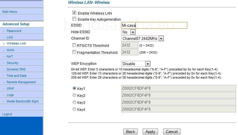 Cambiamos el ESSID para evitar que por su formato WLAN_XX se identifique que la red es de Telefónica.